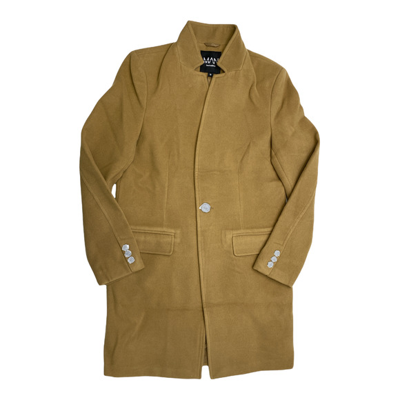 Boohoo Man Stand Up Collar Overcoat Small